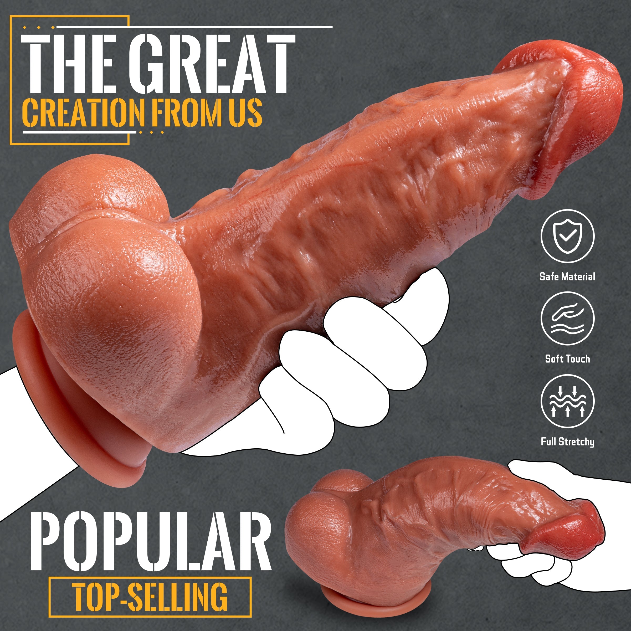 Acmejoy - Giant Big Skin Like Silicone Dildos with Strong Suction Cup 9.84 in Dildos - Tophatter Daily Deals