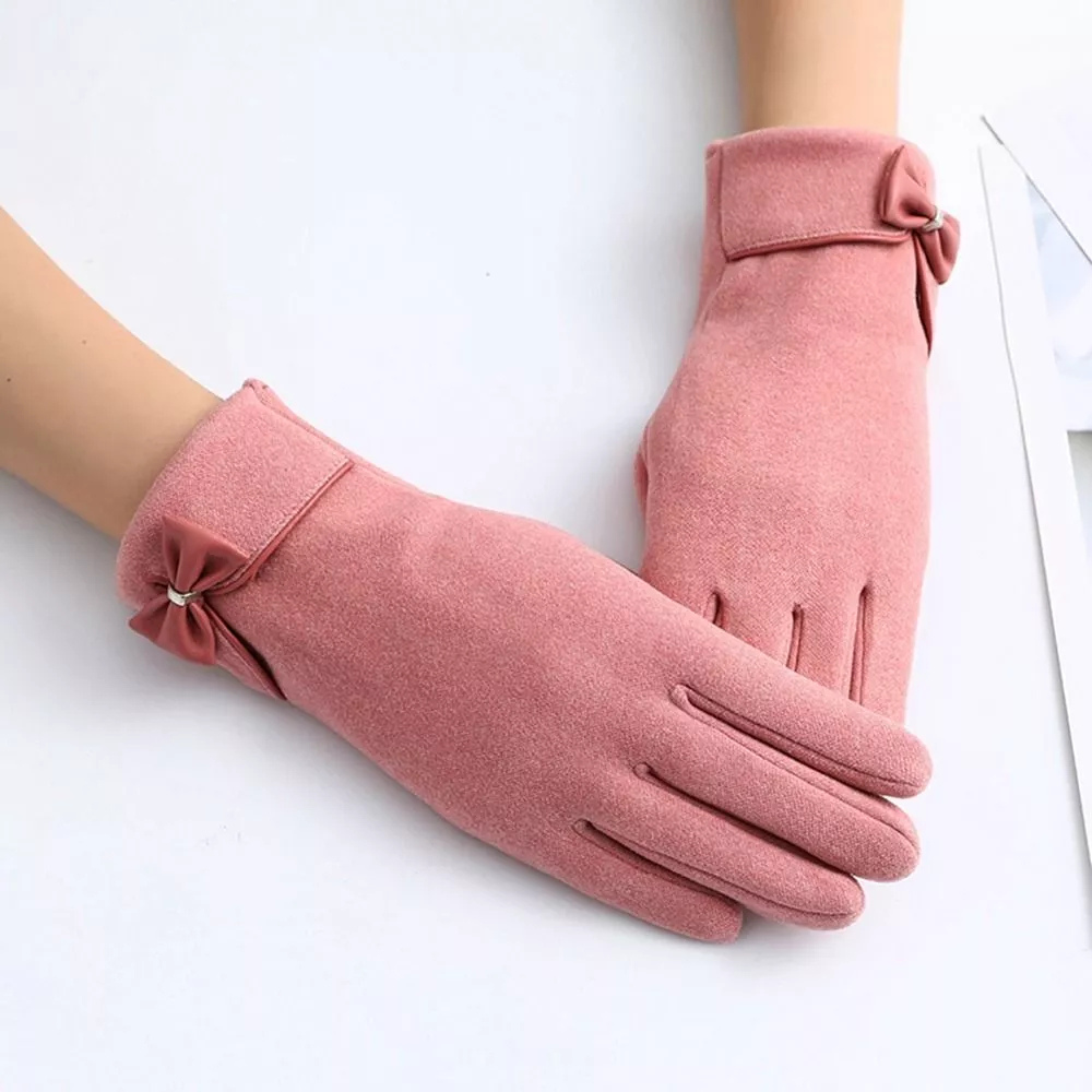 Warm Womens Touchscreen Gloves - Short Fitted Suede Winter Pink One Size - Tophatter Daily Deals