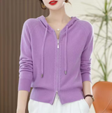 Lightweight Women's Zip Hoodie - Relaxed Knit For Spring Purple - Tophatter Daily Deals