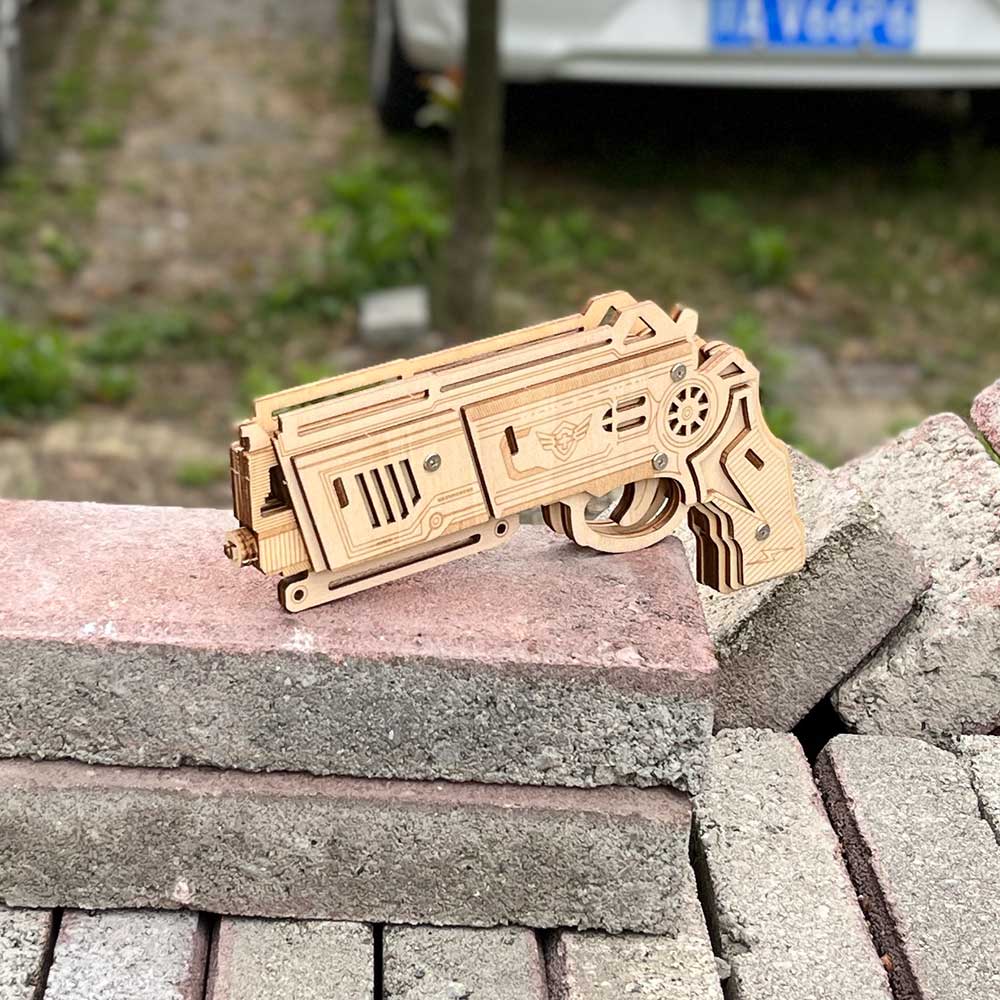 3D Wooden Rubber Band Gun Model Kit - Tophatter Daily Deals