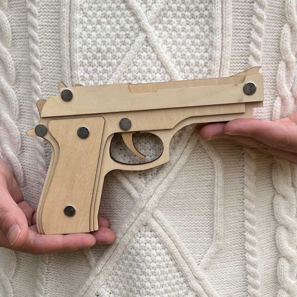 Assembled M92F Wooden Rubber Band Gun - Tophatter Daily Deals