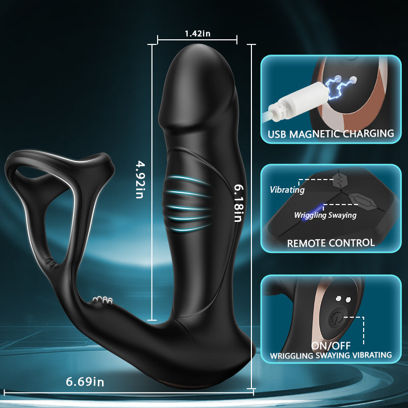 Blossom - 9 Wriggling Swaying Male Prostate Toy with Cock Ring Anal Toys - Tophatter Daily Deals