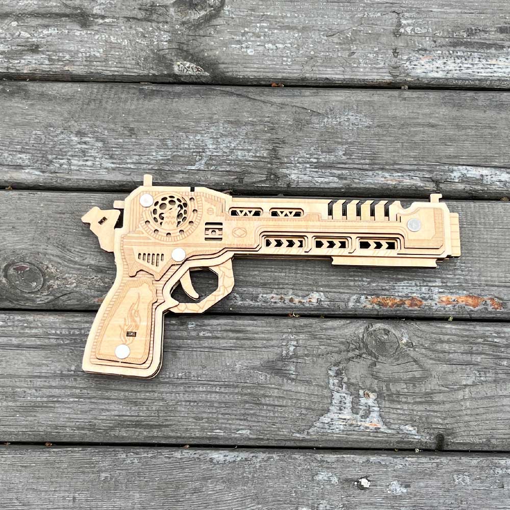 3D Gun Puzzle Wooden Rubber Band Gun Model Kit - Tophatter Daily Deals