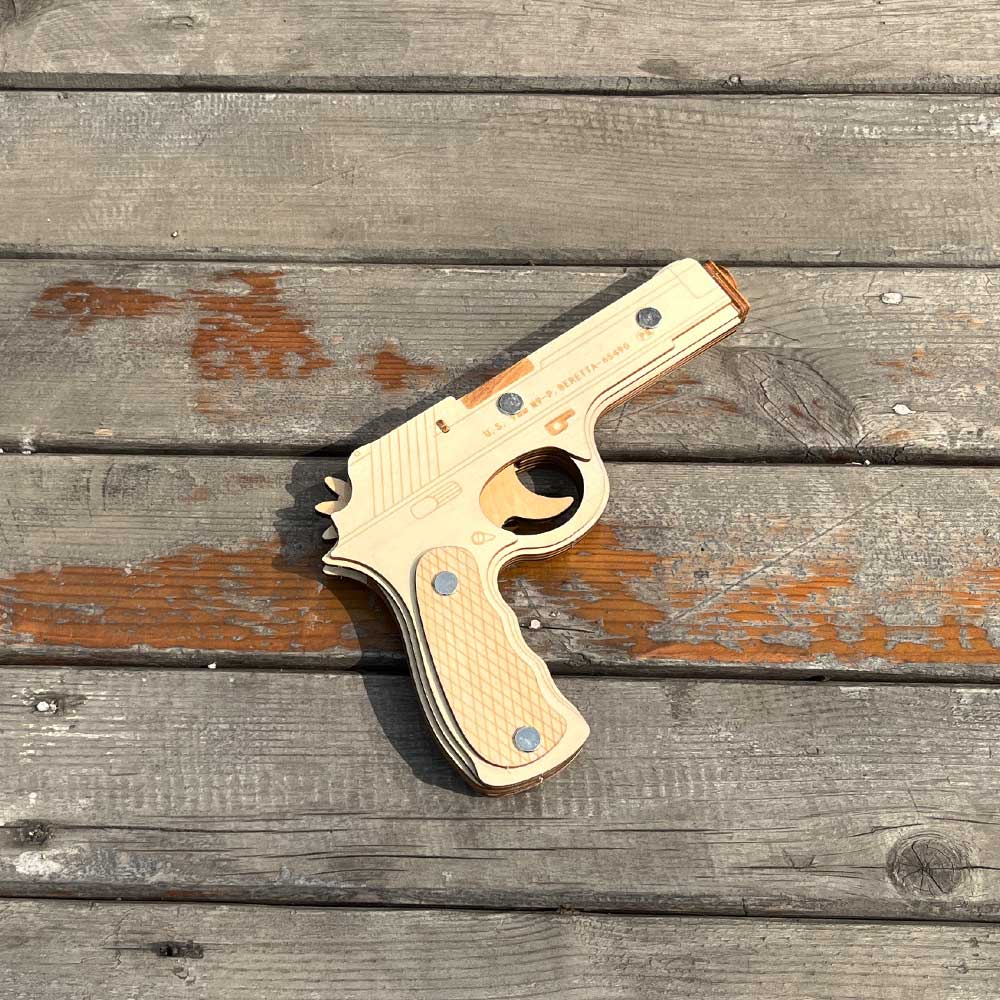 Assembled Beretta Wooden Rubber Band Gun Model Kit - Tophatter Daily Deals