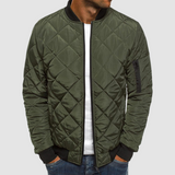 Lightweight Men's Quilted Jacket - Bomber, Ribbed Collar dark green - Tophatter Daily Deals