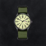 Durable Men’s Hiking Watch – Waterproof Stainless Steel Case, Nylon Strap, 42mm – Green Black Green Fluorescent Men's wristwatches - Tophatter Daily Deals