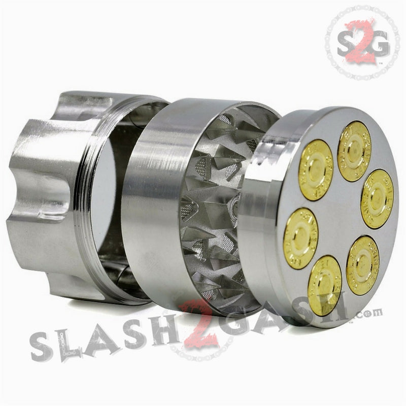 Revolver Bullet Herb Grinder Tobacco Mill - Large 2 Inch 3 piece Smoking Accessories - Tophatter Daily Deals