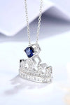 Zircon Lab-Grown Sapphire Crown Shape Pendant Necklace Necklaces - Tophatter Daily Deals