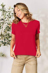 Basic Bae Full Size Round Neck Short Sleeve T-Shirt Red Women's T-Shirts - Tophatter Daily Deals