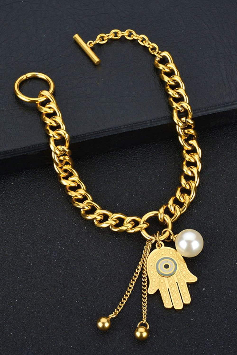 Hamsa Hand Chunky Chain Bracelet Gold One Size Bracelets - Tophatter Daily Deals