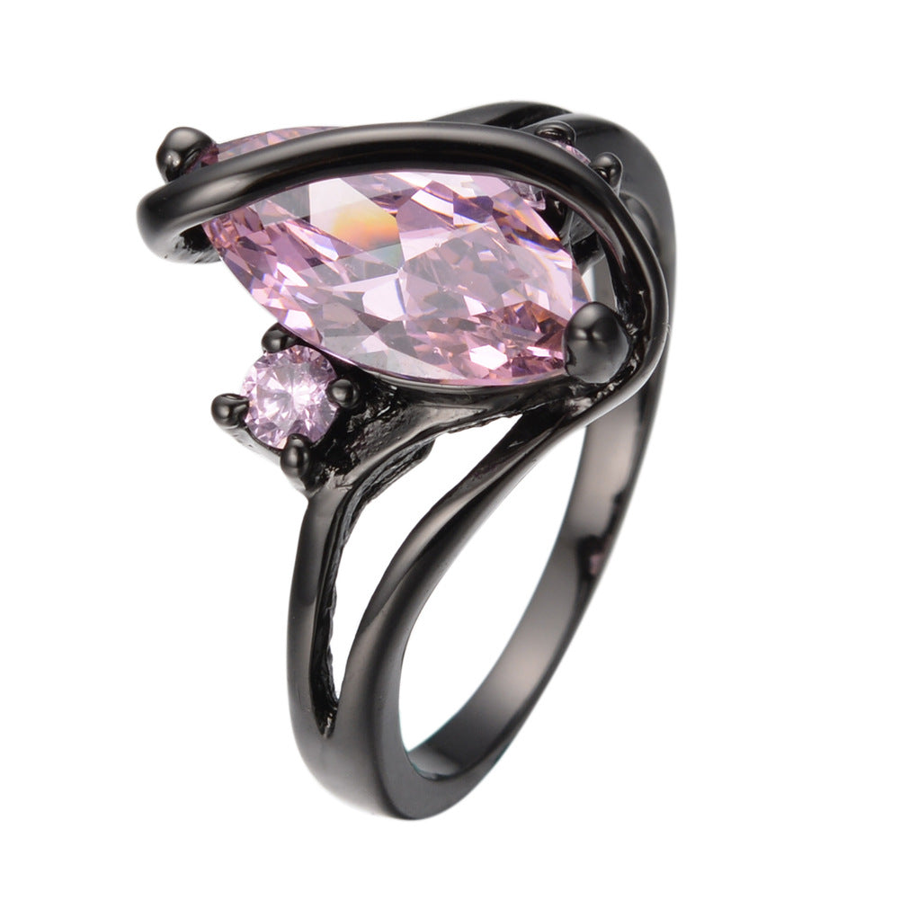 Black Gold S Shaped Zircon High End Diamond Ring For Men Pink 0 - Tophatter Daily Deals