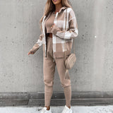 Autumn And Winter New Products Knitted 3-piece Suit Camel 0 - Tophatter Daily Deals