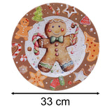 Gingerbread Christmas Tin Platter | Round Christmas Serving Tray Platter - 33cm Tray - Tophatter Daily Deals