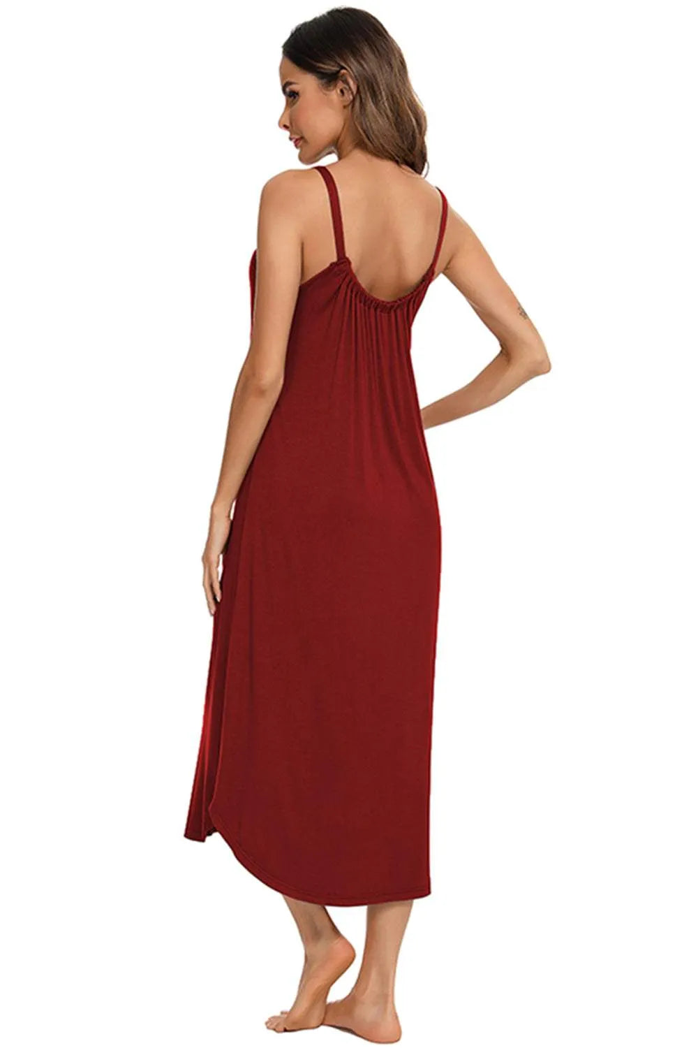 V-Neck Midi Lounge Dress Sleep Dresses - Tophatter Daily Deals
