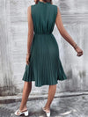 Pleated Frill Mock Neck Sleeveless Dress Casual Dresses - Tophatter Daily Deals