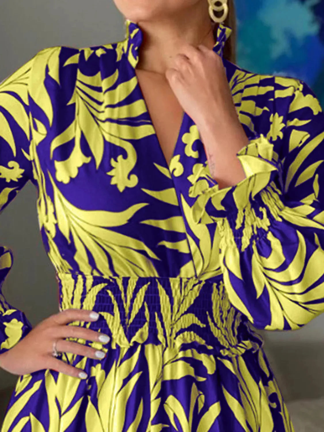 Printed Flounce Sleeve Maxi Dress Casual Dresses - Tophatter Daily Deals