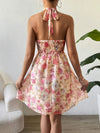 Smocked Printed Halter Neck Dress Casual Dresses - Tophatter Daily Deals