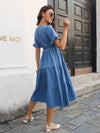 V-Neck Short Sleeve Midi Dress Casual Dresses - Tophatter Daily Deals