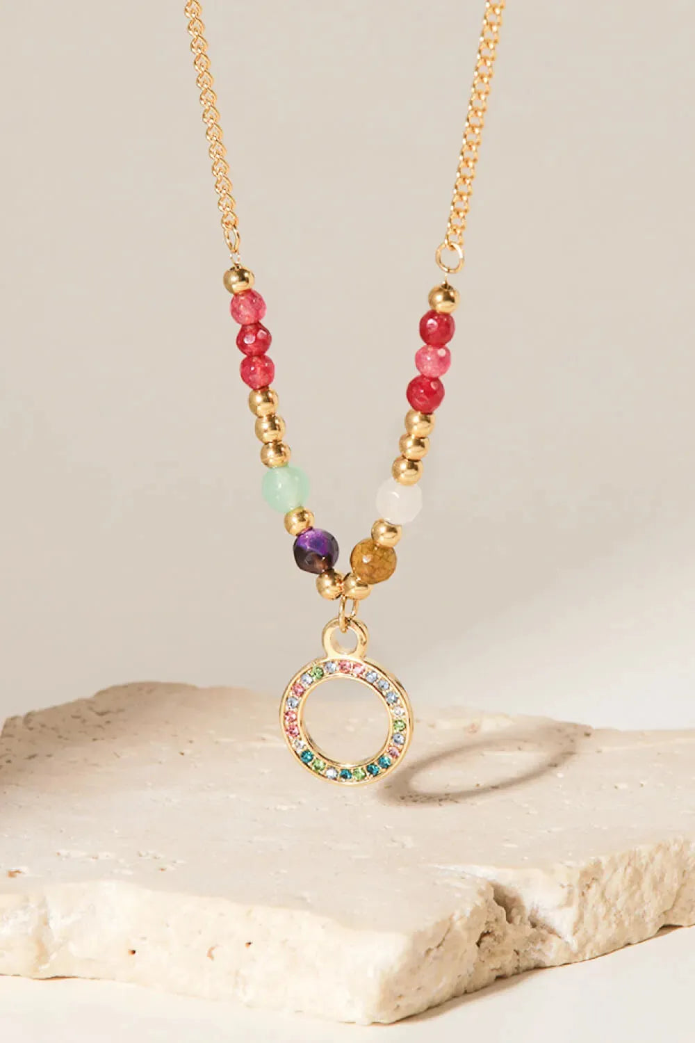 18K Gold-Plated Hoop Pendant Necklace Necklaces - Tophatter Daily Deals