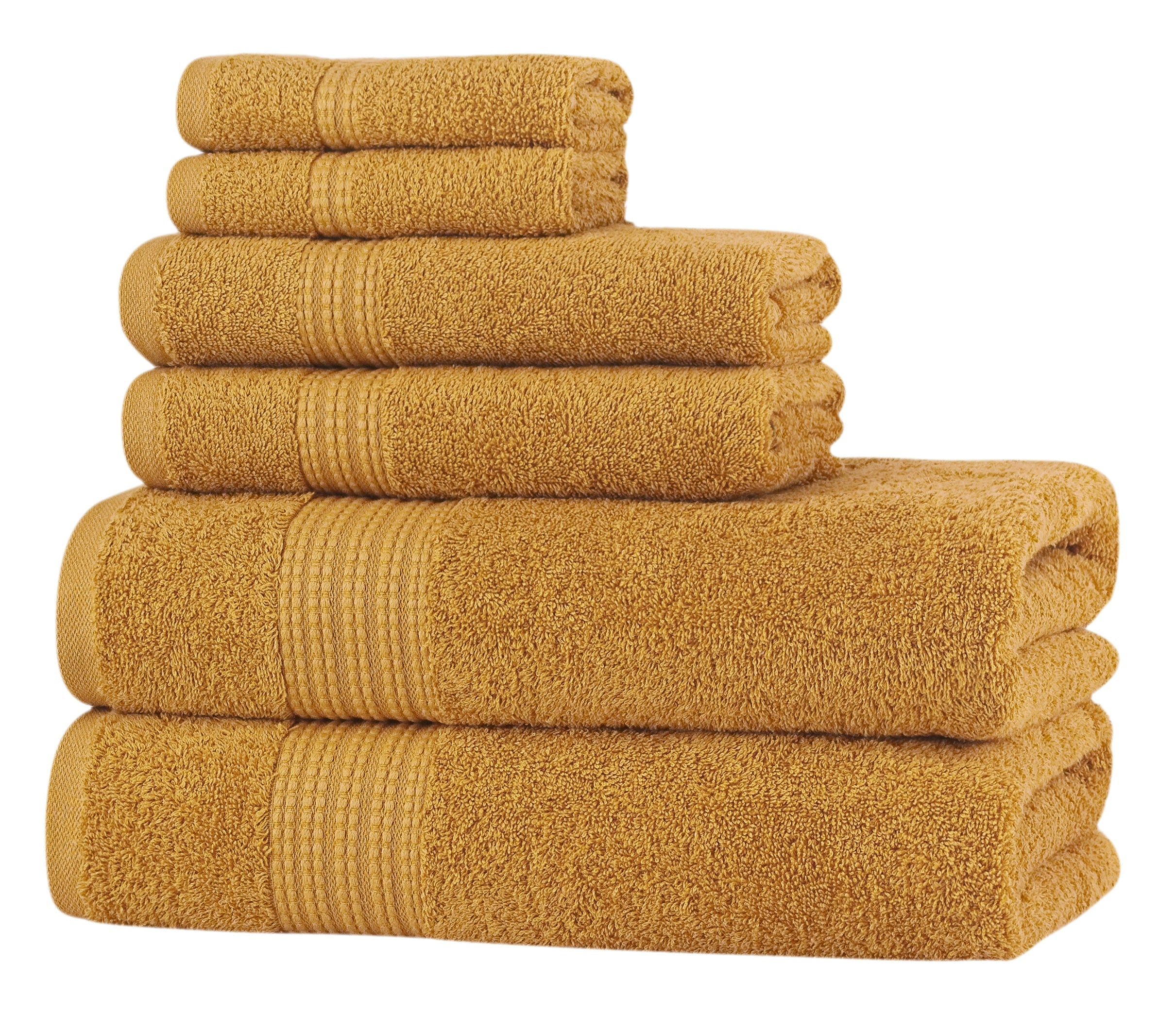 NINE WEST - GLARE PREMIUM LUXURY 6 PC BALE PACK TOWEL SET- 100% Turkish Cotton Mustard Bath Towel - Tophatter Daily Deals