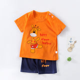 Boys And Girls Summer T-shirt Half Sleeve Suit Shorts Thin Orange Lucky Deer 0 - Tophatter Daily Deals