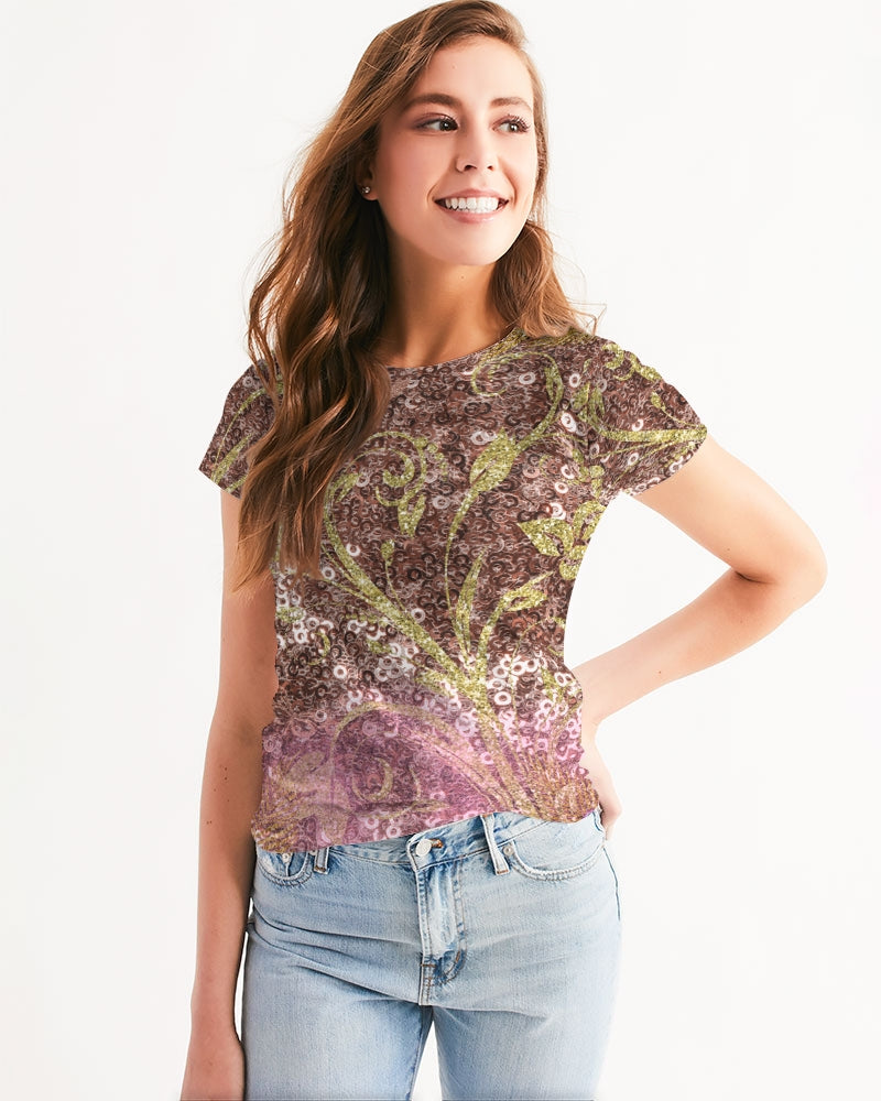 BEAUTIFUL PURPLE GITTER DESIGN CREATED BY FLIPSTYLEZ Women's All-Over Print Tee All-Over Print Tees & Tops - Tophatter Daily Deals