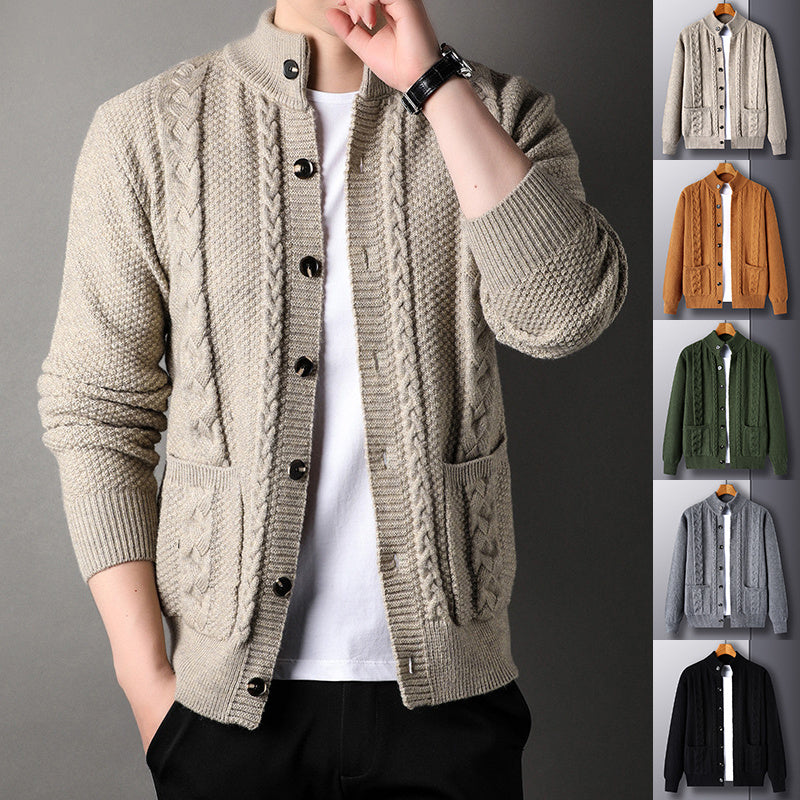 Warm Cozy Men's Cardigan - Single-Breasted Jacquard Knit 3D Changing Face Moving Picture Frame - Tophatter Daily Deals