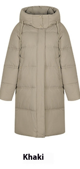 Insulating Women’s Long Puffer Coat - Hooded Quilted Winter Khaki 3D Changing Face Moving Picture Frame - Tophatter Daily Deals