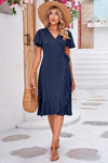 Surplice Neck Flutter Sleeve Dress Casual Dresses - Tophatter Daily Deals