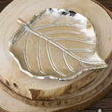 Silver Leaf Trinket Dish | Silver Aluminium Embossed Leaf Shaped Trinket Tray Trinket Dish - Tophatter Daily Deals