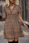 Printed Flutter Sleeve V-Neck Dress Casual Dresses - Tophatter Daily Deals