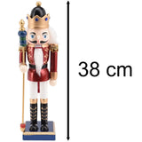 Traditional Christmas Nutcracker Soldier Wooden Figure with Moveable Parts 38cm Ornament - Tophatter Daily Deals