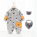 Baby's Pure Cotton Thermal Jumpsuit Grey 0 - Tophatter Daily Deals