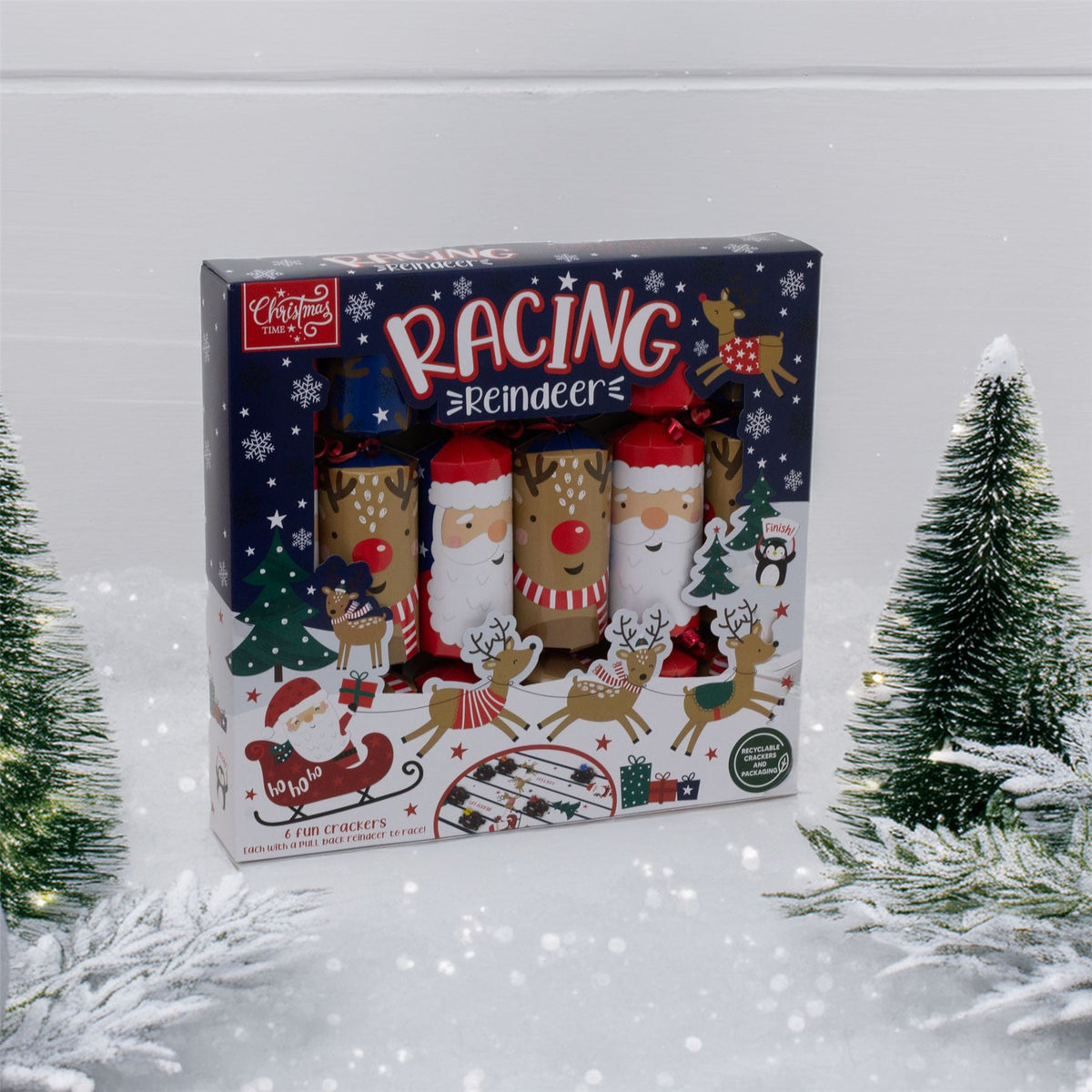 6 Racing Reindeer Christmas Crackers | Family Crackers with Pull-Back Reindeers Christmas Cracker - Tophatter Daily Deals