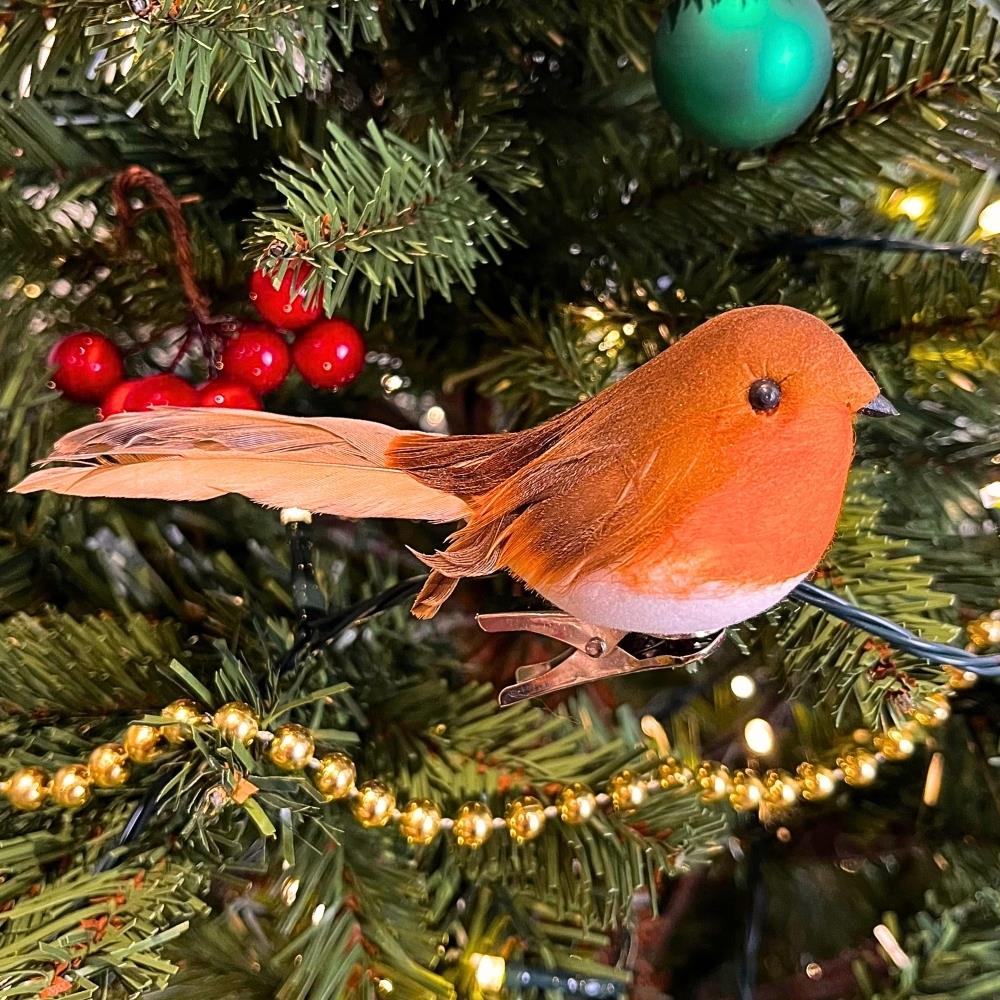 Clip on Robin Decoration | Christmas Tree Robin Ornament with Silver Clip Tree Decoration - Tophatter Daily Deals