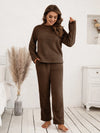 Teddy Long Sleeve Top and Pants Lounge Set Chocolate Loungewear Sets - Tophatter Daily Deals