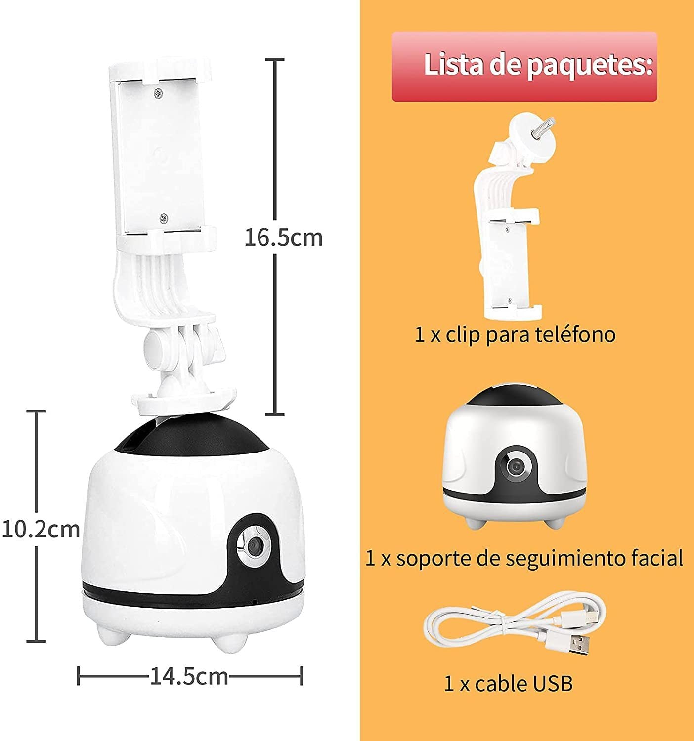 AI Smart 360-degree Face Recognition Video Recording Stand White USB 0 - Tophatter Daily Deals