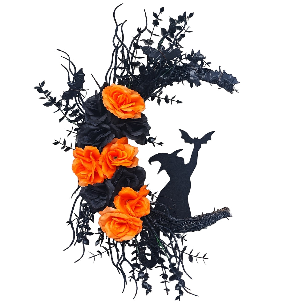 Halloween Witch Cat Moon Wreath Door Decor Halloween - Tophatter Daily Deals
