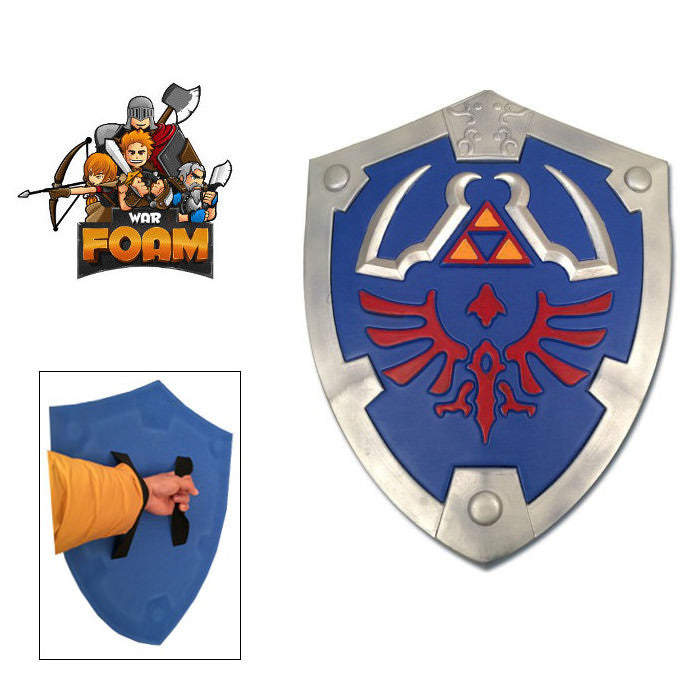 Blue Legend of Zelda Foam Hylian Shield w/ Strap LARP Cosplay Triforce Collectible Weapons - Tophatter Daily Deals