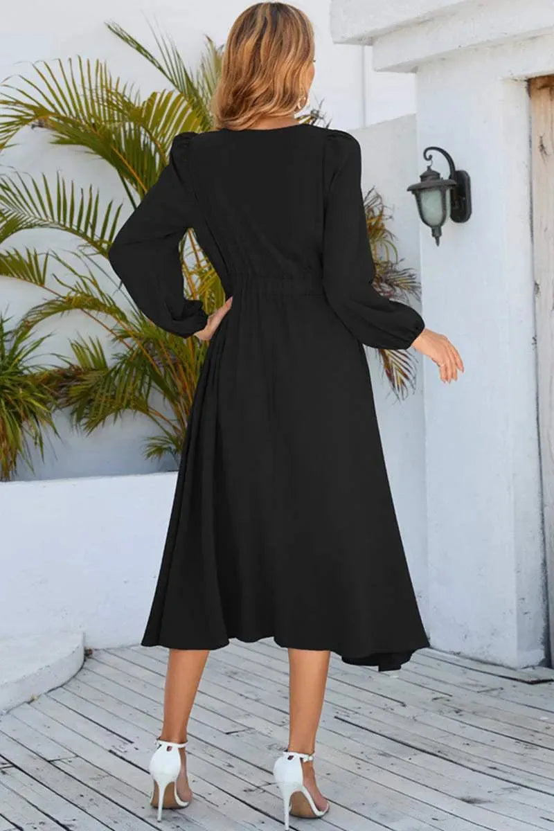 Twisted Long Sleeve Midi Dress Casual Dresses - Tophatter Daily Deals