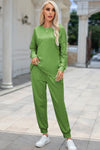 Round Neck Top and Drawstring Pants Lounge Set Mid Green Loungewear Sets - Tophatter Daily Deals