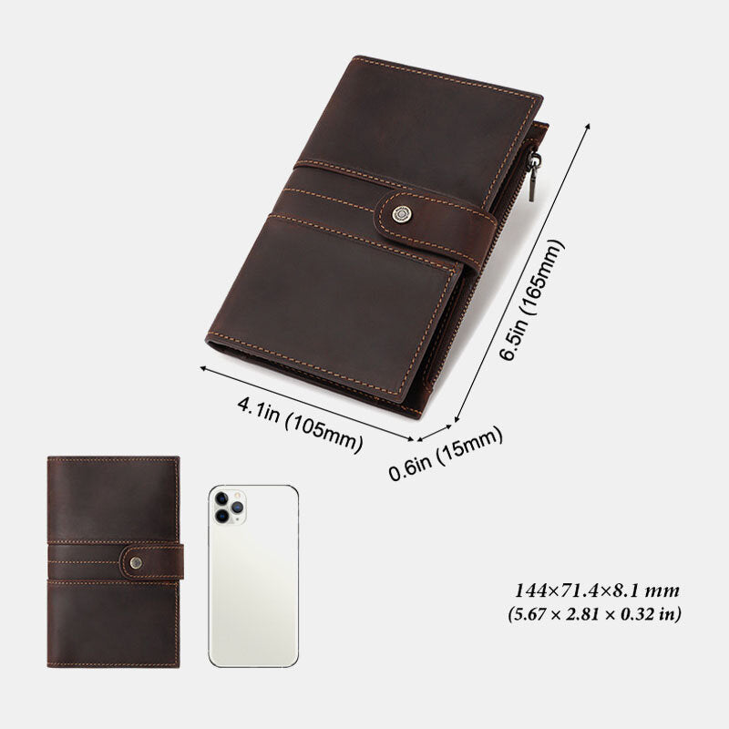 Men Genuine Leather RFID Anti-theft Passport Case Clutch Purse Hand Carry Card Holder Wallet Men Bags - Tophatter Daily Deals