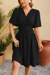 Ruched Surplice Short Sleeve Dress Casual Dresses - Tophatter Daily Deals