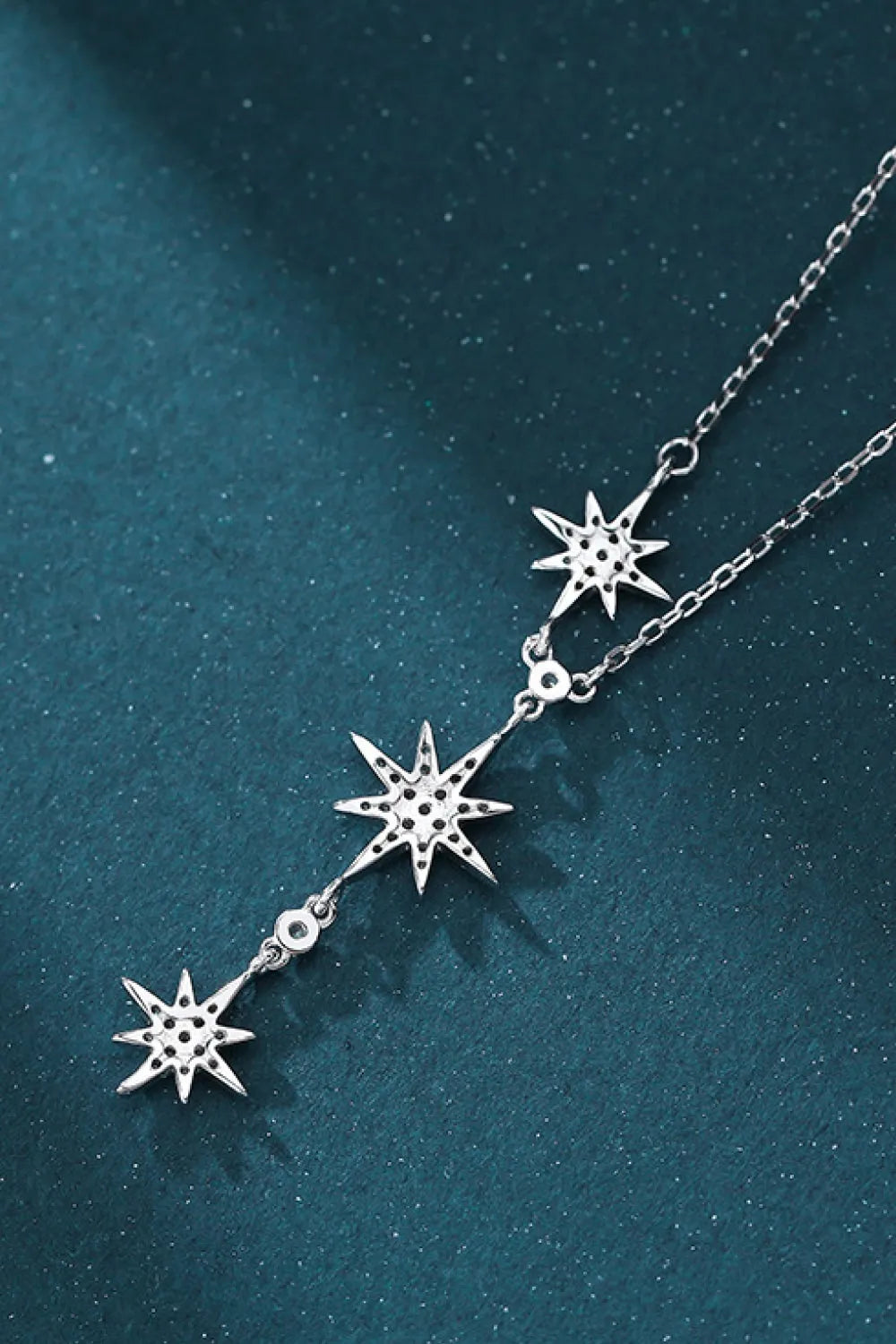 925 Sterling Silver 3 Star Drop Pendant Necklace Necklaces - Tophatter Daily Deals