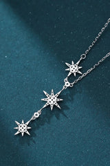 925 Sterling Silver 3 Star Drop Pendant Necklace Necklaces - Tophatter Daily Deals
