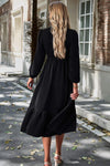 Smocked Surplice Long Sleeve Midi Dress Casual Dresses - Tophatter Daily Deals