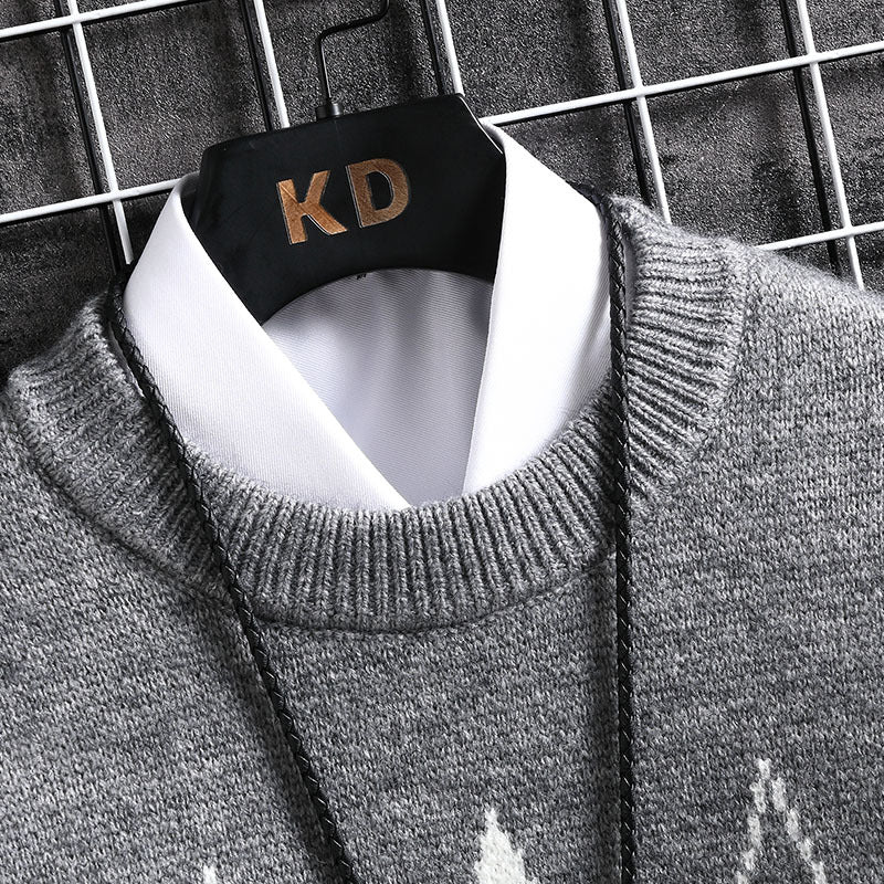 Soft Men's Sweater - Round Neck Argyle, Acrylic, Winter 3D Changing Face Moving Picture Frame - Tophatter Daily Deals