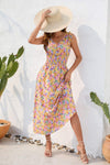 Smocked Printed Surplice Sleeveless Dress Casual Dresses - Tophatter Daily Deals