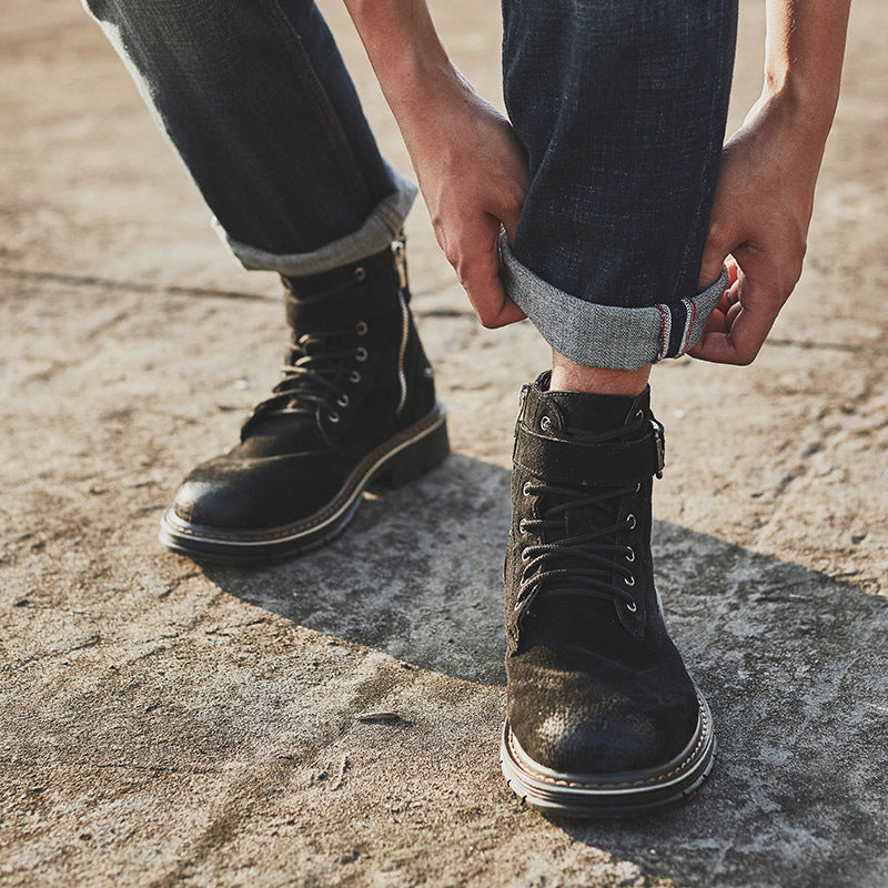 Autumn Korean Style Trendy British Short Boots Men 0 - Tophatter Daily Deals
