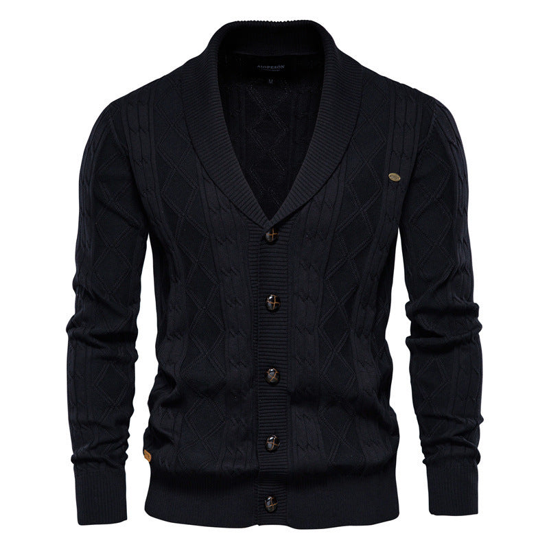 Soft Classic Men’s Cardigan - Shawl V Neck, Cotton Knit Black 3D Changing Face Moving Picture Frame - Tophatter Daily Deals